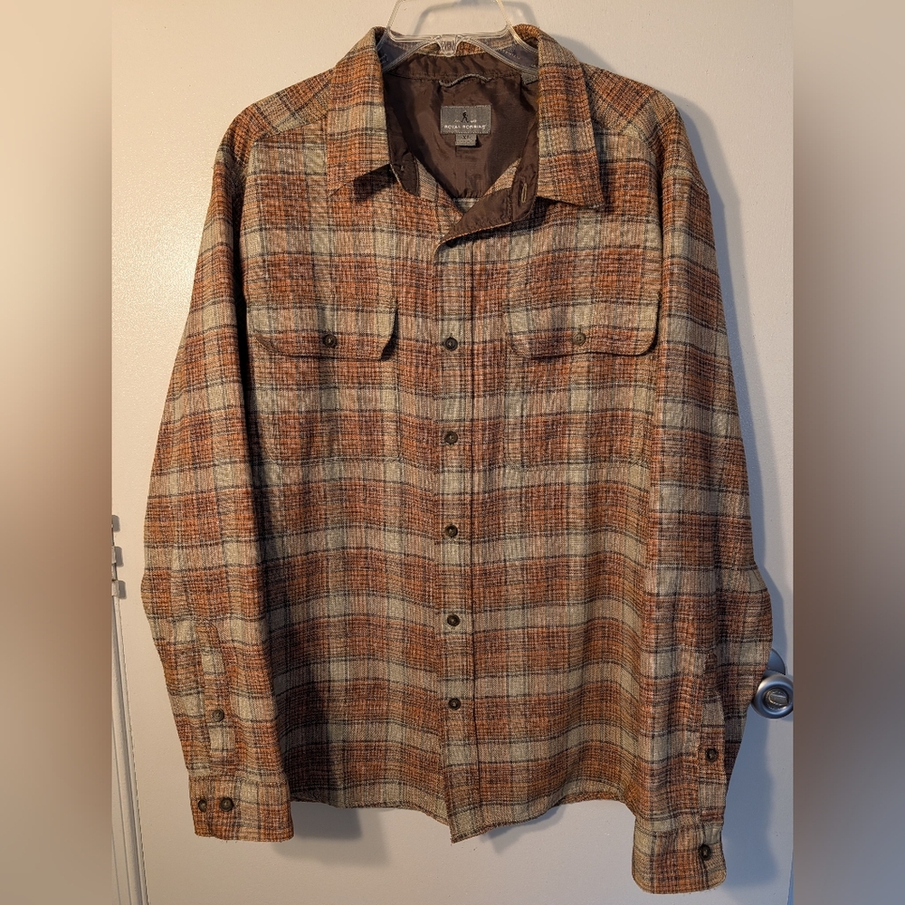 Men's Royal Robbins Beige Plaid Shirt  In Xlarge